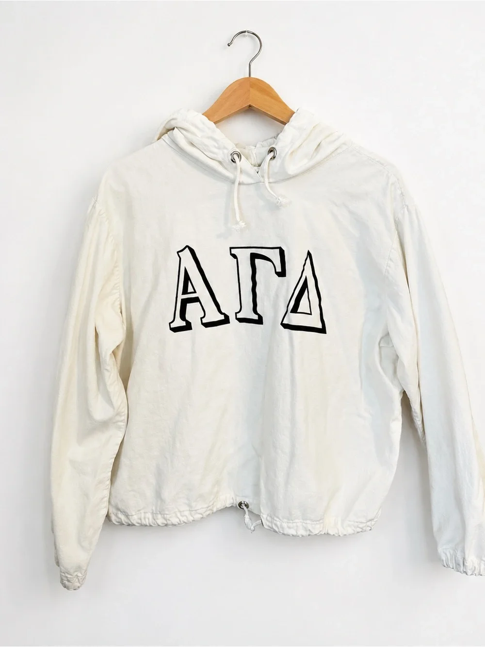 Vintage 80s Alpha Gamma Delta Artex Hooded Pullover Rare Greek Sorority